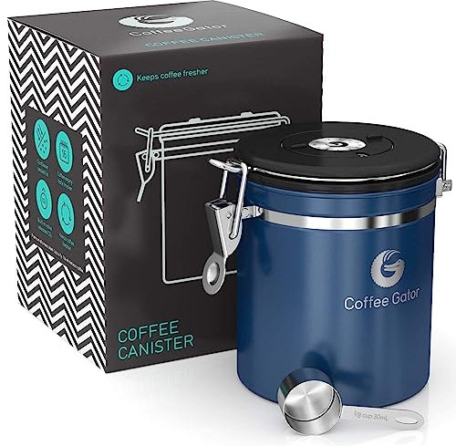 Coffee Gator Barattolo Porta caffè, Mantiene Il caffè Aromatico più a Lungo, Cucchiaino in Acciaio Inox Incluso, di Prima qualità