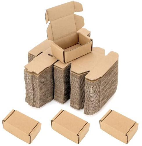 Ellbest 50Pcs Foldable Kraft Boxes Rectangular Boxes Recyclable Cardboard for Packing, Shipping, storaging Lightweight Item 2.8x1.6x1.1 inches