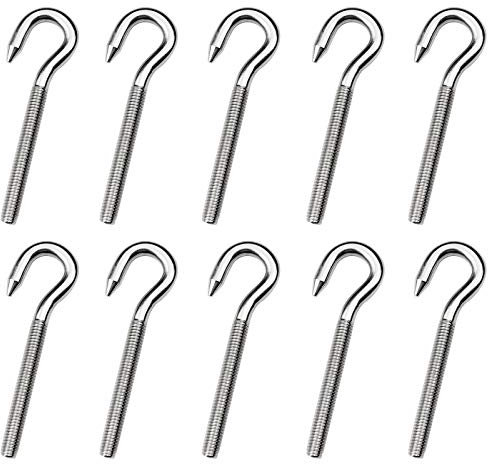 oupados Aallo 10 Unids M6 Gancho de Tornillo Gancho de Rosca de Anillo Metálico Gancho de Tornillo de Extensión para Uso en Interiores y Exteriores