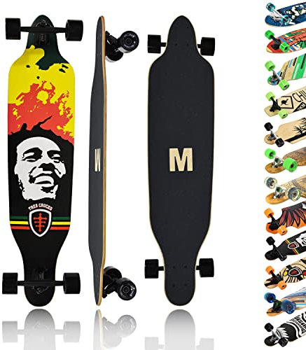 MAXOfit Longboard Jamaica No. 01 - Top Mount Board mit robustem Deck und mittelweichen Rollen - Top-Mount Achsen und Cutouts für eine hohe Wendigkeit und stabiles Fahren