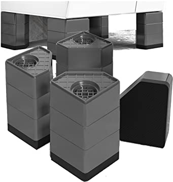 Coussinets de Machine à Laver 4 Pièces Tapis Anti-Vibration pour Sèche-Linge Tampons anti-vibrations Pieds de réduction du bruit Stabilisateur Piédestal pour Réfrigérateur (11.5cm)