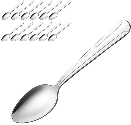 Hunnycook Spoons Set of 24 - Stainless Steel Dessert Spoons, Large Dining Spoons with Mirror Polishing, Dishwasher Safe, Durable Cutlery Set for Home & Restaurant (6.7inch/17cm)