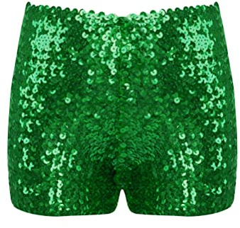 YOOJIA Girls Sequins Dance Gymnastics Shorts Hot Pants Tumbling Athletic Fitness Workout Cycling Boyshorts Dancewear Sportwear Green 4-6 Years