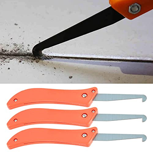Herramienta para Juntas de Azulejos de 3 Piezas, Rascador Juntas Azulejos, Limpia Juntas Azulejos, Herramienta de Extracción de Lechada Duradera Plegable de Color Naranja para Una Apertura Limpia