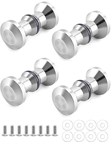QWORK® 4 Paar Dusche Tür Doppel Knopf, Türknopf Duschtürgriff, 304 Edelstahl Dusch-Glastürgriffe Badezimmer Duschtürknauf, Duschtürknopf, Beschläge Türknauf Griff, rund