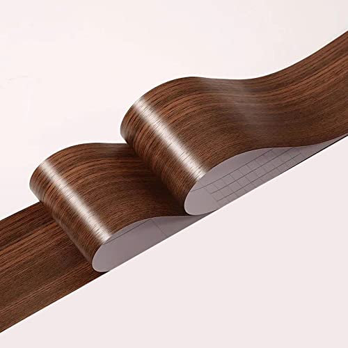 Tapetenbordüre selbstklebend Vinyl Sockelleiste Dekorative Bordüre Selbstklebende Home Bordüre Küche Tapetenbordüre selbstklebend für Badezimmer Wohnzimmer Braune Sandelholzmaserung 8cm x 500cm