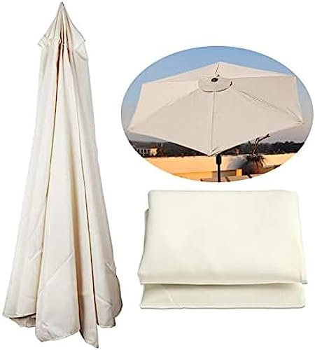 SONGYUDIYI Ersatz-Sonnenschirm-Überdachung, Sonnenschirm-Ersatztuch, 2 M/2,7 M/3 M, 6 Arme, UV-beständig, Wasserdicht, Für Schirmrippen Aus Holz, Stahl Und Aluminium,Weiss,3m,Collector88
