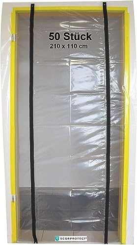 Scorprotect® 50x Folien Staubschutztür mit zwei Reißverschlüssen 210 x 110 cm
