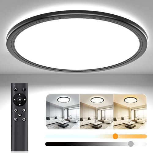 OUILA Lampara Techo LED Regulable, Redondo Moderna Lámpara de Techo 3000K-6500K Ø30CM 24W Lampara LED Techo con Mando a Distancia 2400LM Lamparas de Dormitorio de Techo Salon Cocina Baño Pasillo Sala