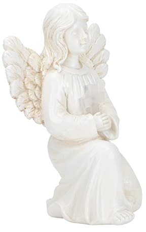 Leuchtende Schutzengel Mädchenfigur aus Kunstharz, Weiß