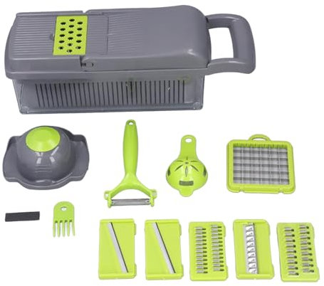 Picadora de Verduras Multifuncional, Cortador de Alimentos Eficiente para Rebanar, Picar y Triturar con Diseño Seguro (Un estilo)