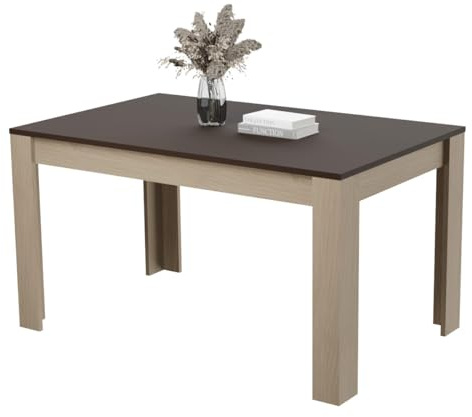 amuéblate online - Mesa de Comedor o Salón, Modelo Mónaco, Robusta y Funcional, Color Roble - Grafito, Medidas: 140 cm (Largo) x 80 cm (Ancho) x 75 cm (Alto)