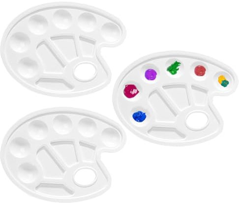 3 Stück Mischpalette, Kunststoffpaletten Palette Malpalette für Aquarell Malen Kunst Malerei, Weiß