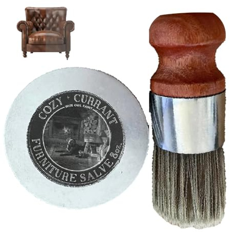 Taloit Owl Furniture Salve para cuero con cepillo de cerdas de jabalí, bálsamo de cuero, multiusos, restaurador de cuero, crema para sofás, accesorio de cuidado de asiento de coche