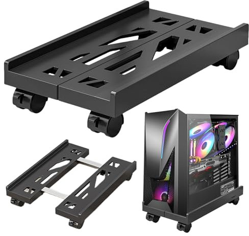CPU Titulaire Support De Tour Chariot PC 4 Roulettes Réglable Boîtier D’ordinateur Support Universel CPU Bureau Famille Noir