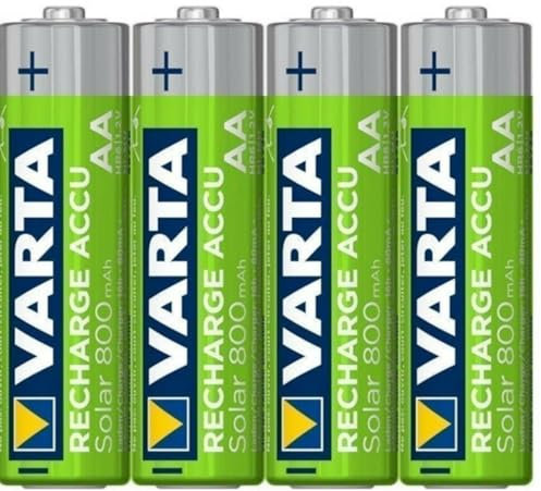 12X für Varta AA 800 mAH 1,2 V Solar Akku Mignon NiMh 56736 Bulk +2X Akkubox zu Aufbewahrung von 4 STK. Mignon (AA) oder Micro (AAA) Batterien und Akkus mit Logo