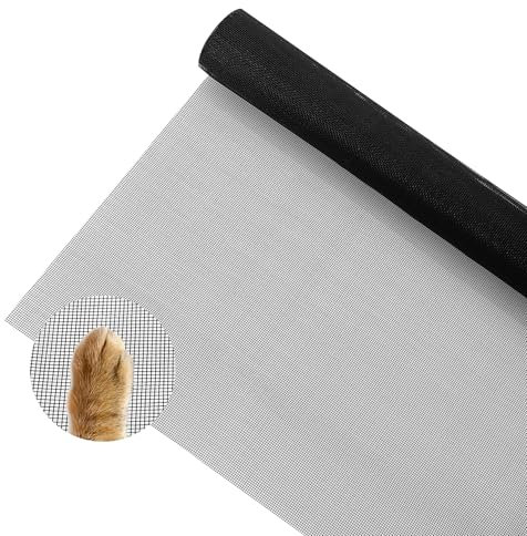 Zanzariera per Finestra 120 x 250CM, Fibra di Vetro, Tagliabile, Resistente agli Insetti e ai Raggi UV, per Porte e Finestre (Nero)