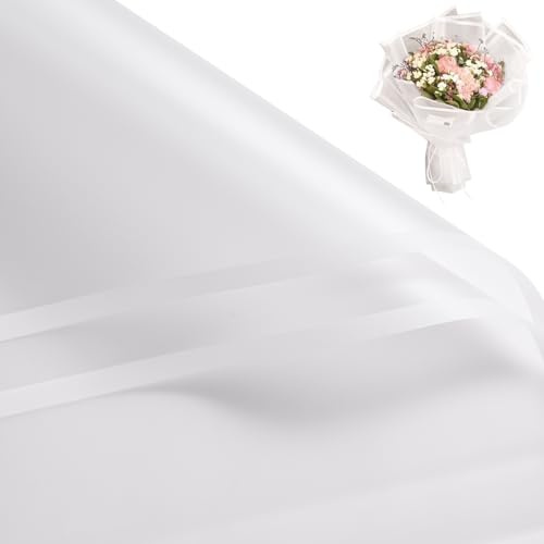 WRAPAHOLIC 20 Blatt Blumen-Geschenkpapier – 56,9 x 56,9 cm, weißer Rand, wasserabweisend, Blumenbouquet-Geschenkpapier, Floristenbedarf, Verpackungspapier für Hochzeit, Geburtstag, Geschenk, DIY