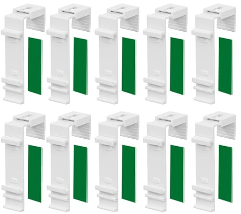 ShnminEU 10 Stück Lange Klemmhalter für Klemmfix Doppelrollo Duo-Rollo, zur bohrfreien Montage als Zubehör oder Ersatzteil für die Aufhängung an PVC-Fenstern und Balkontüren