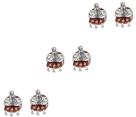 Hoement 6stücke Ohm Langschaft Audio-potentiometer Für Gitarre Und Bass Geringer Reibungswiderstand Geeignet Für Lautstärkeregler Knurled Split Shaft