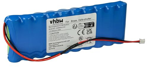 vhbw Akku kompatibel mit Braas Rollladenantrieb Torantrieb Drehtorantrieb Garagentorantrieb (2600 mAh, 12 V, NiMH)