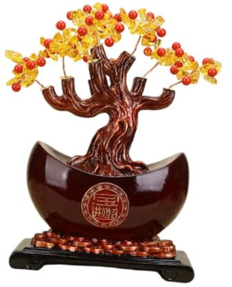 perfk Geldbaum-Statue, Skulptur, Tischdekoration, Schreibtisch-Ornament, dekorative Figur für den Schreibtisch, Frühlingsfest, Büroeingang, Rot