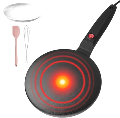 Niesel Crepiera elettrica, crepiera istantanea,Macchina per pancake portatile | 7.8 pollici Pancake elettrico, controllo automatico della temperatura antiaderente per frittelle
