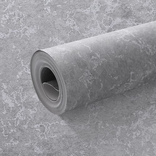 Beswitory Dark Grey Concrete Effect Wallpaper Thick Textured Distressed Concrete Design Industrial Cement Metallic Glitter Wallpaper Decorative Luxury Wall Paper Roll for Living Room Hallway Bedroom