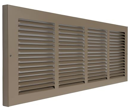 Fits 24x8 Duct Opening | Steel Baseboard Return Air Grille by Handua | Vent Cover Grill | 7/8 Margin Turnback [Depth] to Fit Baseboard | Brown | Outer Dimensions: 25.75W X 9.75 H
