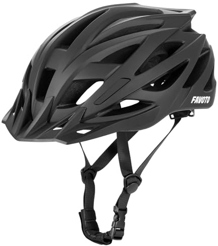 Favoto Casco da bici per adulti, leggero, per mountain bike e strada, con 26 prese d'aria, imbottitura rimovibile e visiera parasole rimovibile, per uomo e donna, certificato CE (adatto per 59-61 cm)