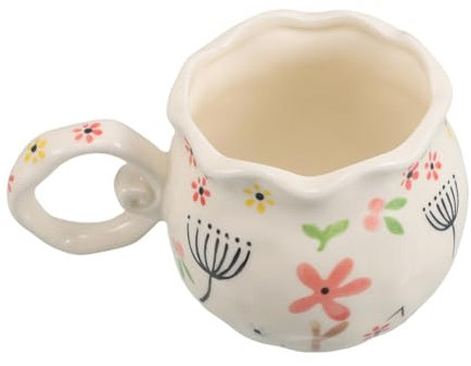 HOMOBABE Handmade Ceramic Flower Mug Tea Cup Floral Motif Cute Mug for Tea and Coffee