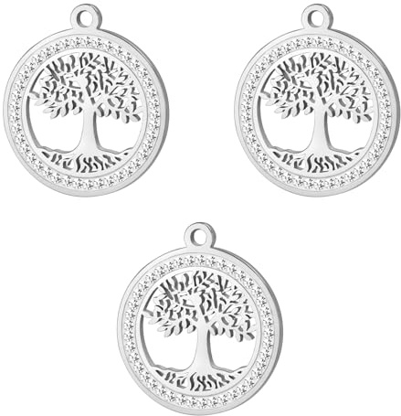 kkjoy 3Pcs Ciondoli di Albero della Vita Fai-da-te in Acciaio Inox per la Creazione di Gioielli e l'Artigianato, per Fare Orecchini Collana Bracciale