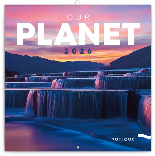 NOTIQUE Väggkalender 2026 Vår planet, månadsöversikt i häfte, estetisk design 30 x 30 cm (öppen 30x60)