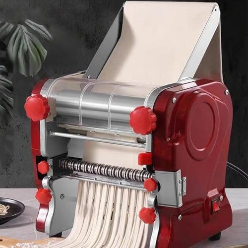 cendbirut Máquina de Pasta eléctrica Comercial, máquina de prensado de Rodillos de Espagueti de Masa 3 en 1 Cortador de Fideos de 3 mm / 9 mm para Uso en restaurantes, Acero Inoxidable,Medium