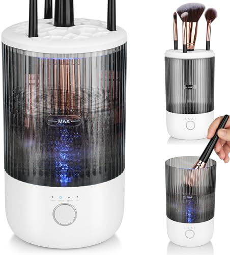 Machine électrique de nettoyage de pinceaux de maquillage, 4 réglages de minuterie, nettoyeur de pinceaux de maquillage, nettoyant pour toutes les tailles de pinceaux, outil de beauté automatique