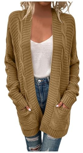 Cardigan Lungo Donna Cardigan Invernale Elegante, Coprispalle Casual a Manica Lunga Golfino Aperto Davanti Leggero E Traspirante Long Cardigan Golfino Donna per Spolverino
