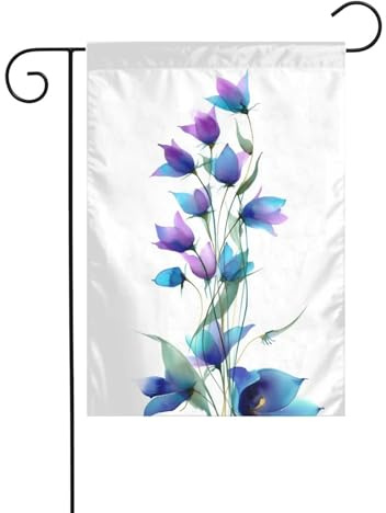 Aquarell Glockenblumen in lila-blau, Gartenflagge, 30 x 45 cm, vertikal, doppelseitig, Bauernhaus, Urlaub, Außendekoration, Hofflagge