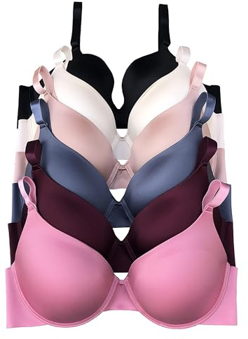 Women’s Underwire T-Shirt Bras 6 Pack Everyday Comfortable Full Coverage Bra Set A–DDD Cups Bra 36C