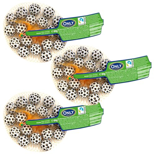 Only Schoko-Fußbälle 3er Set – je 84 g – Feinste Vollmilchschokolade in Fußball-Optik – perfekt für Kindergeburtstag, Fußballparty, Pinata, Mitgebsel, Deko, Spiele, Schatzkiste & Fan-Momente