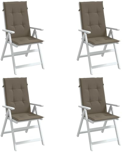 Frdhee Bodenkissen Groß,Hochlehner-Auflagen 4 STK. Melange Taupe 120x50x4 cm Stoff für Balkonstühle, Gartenstuhl, Bänke