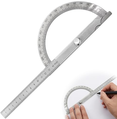 Rapporteur d'angle métal (0-180°) avec échelle claire pour menuisiers et modélistes (120 mm)