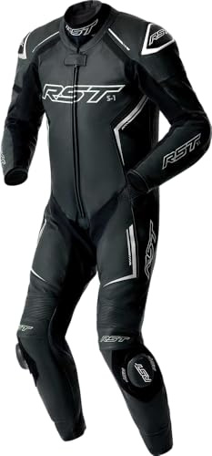 RST S1 D3O Perforated 1-Piece Motorcycle Leather Suit, Black/White, 58