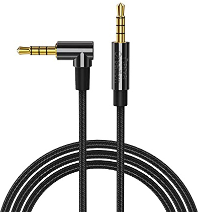 CableCreation TRRS Cable, 1.8m 3.5mm Male to Male 90 Degree Audio Stereo HiFi Cable with Silver-Plating Copper Core Compatible with Car, Speakers, PS4 Headset, Xbox one, 6FT,Black