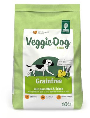 Green Petfood VeggieDog Grainfree (1 x 10 kg) | Adult | Premium Trockenfutter für ausgewachsene Sensible Hunde | vegetarisch mit Kartoffel & Erbse | weizenfrei | nachhaltiges Hundefutter | 1er Pack