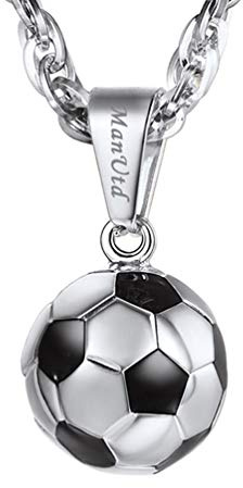 PROSTEEL personalisiert Anhänger Halskette Edelstahl/18k vergoldet 3D Fußball Design Kettenanhänger mit Weizenkette Ball Form Damen Herren Name Gravur Fußballfans Modeschmuck