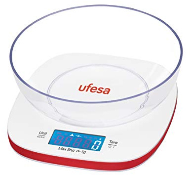 Ufesa BC1450 Balance de Cuisine Digital Avec Grand Bol, Jusqu'à 5kg, Plastique, Blanc