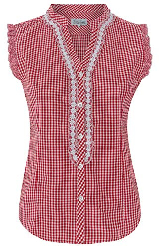 Schöneberger Trachten Couture Blouse Traditionnelle de l'Oktoberfest Mira - Taille et Coupe élégante avec Un Beau décolleté (FR:34 (EU:32), Rouge/Blanc)