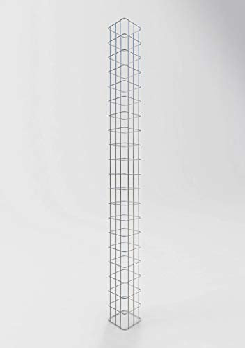 GABIONA Columna de gaviones rectangular galvanizada, 17 cm x 17 cm, 200 cm de altura, MW 5 cm x 10 cm