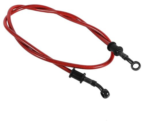 Keenso Motorrad Bremsschlauch, Motorrad 500mm-1200mm geflochtene Ölschlauch Stahl Brems und Kupplungs Ölschlauch Bremsleitung für die meisten Fahrräder, Enduro, Motocross (500mm-rot)