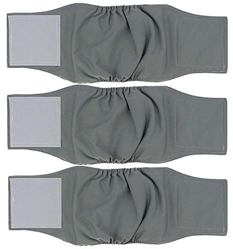 Amaliy Waschbare Hund Windeln für Rüde (3er Pack), Wiederverwendbare Hundewindeln (L(Taille: 45-54cm))